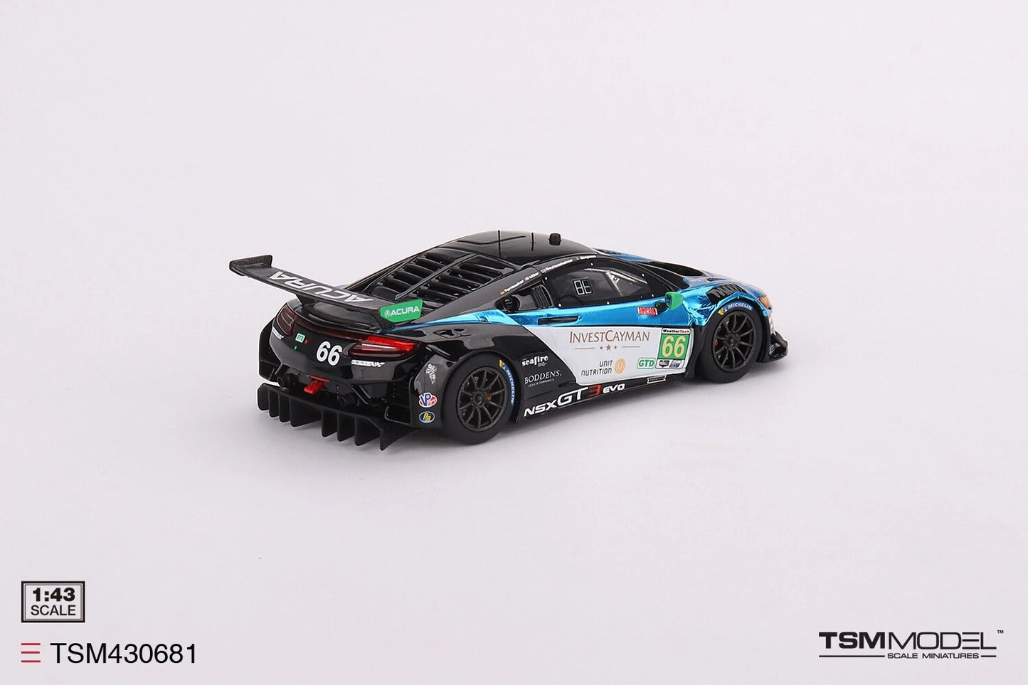 TRUESCALE MINIATURES ACURA NSX GT3 EVO22 NO.66 GRADIENT RACING 2022 IMSA DAYTONA 24 HRS