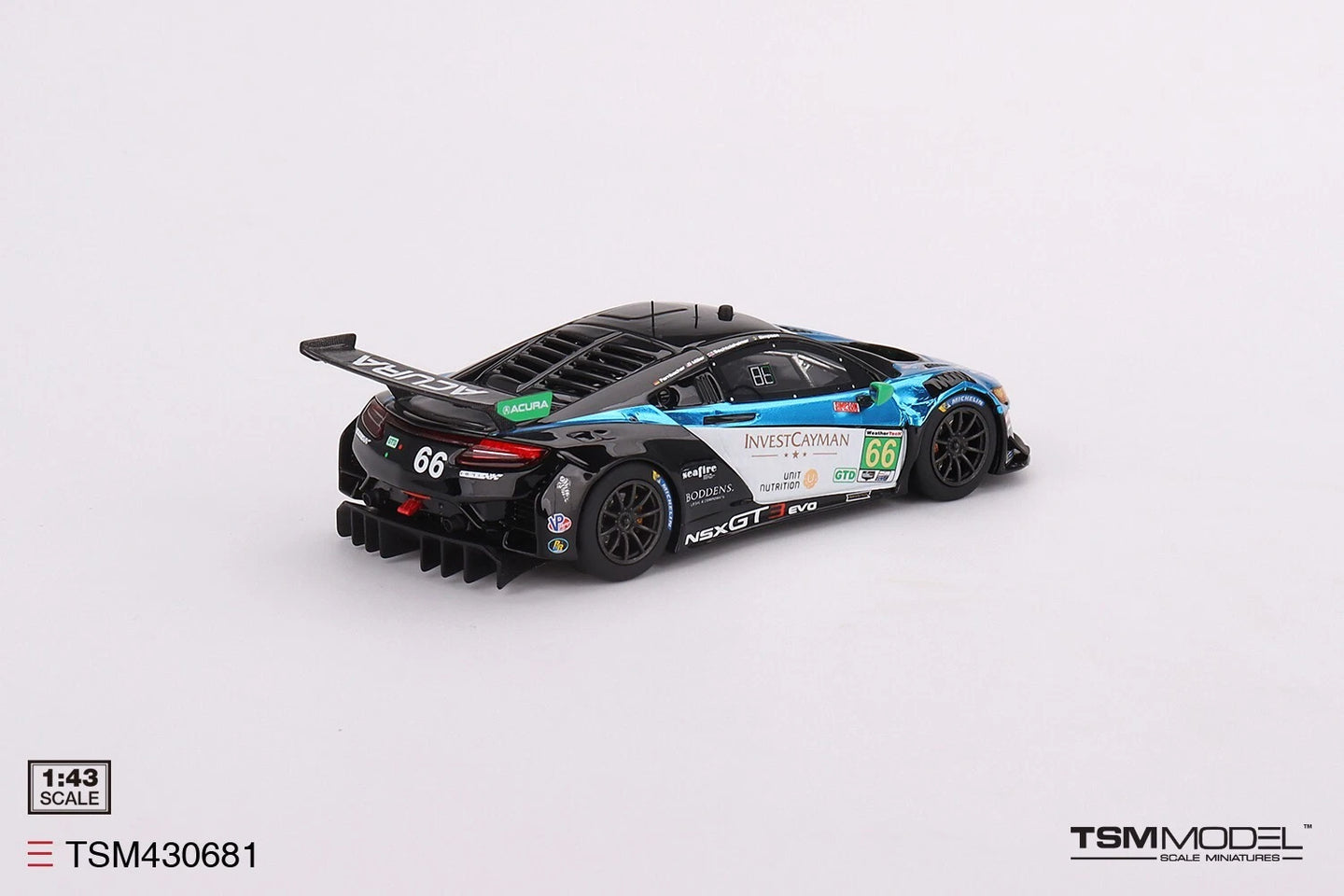 TRUESCALE MINIATURES ACURA NSX GT3 EVO22 NO.66 GRADIENT RACING 2022 IMSA DAYTONA 24 HRS