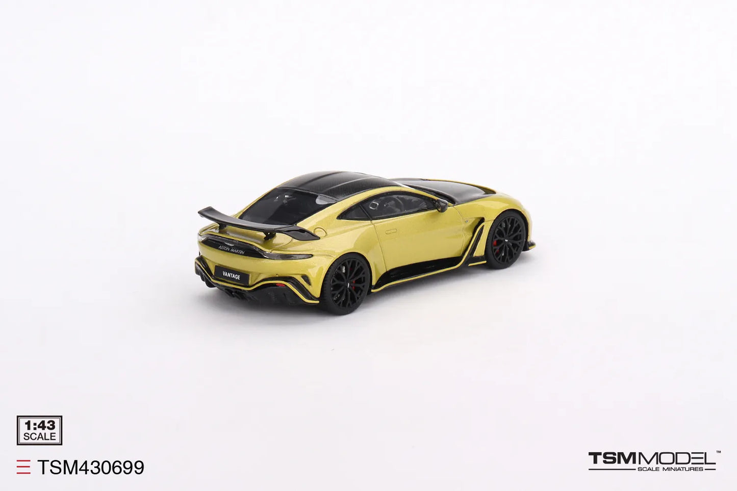 TRUE SCALE MINIATURES ASTON MARTIN V12 VANTAGE COSMOPOLITAN YELLOW (RESIN)