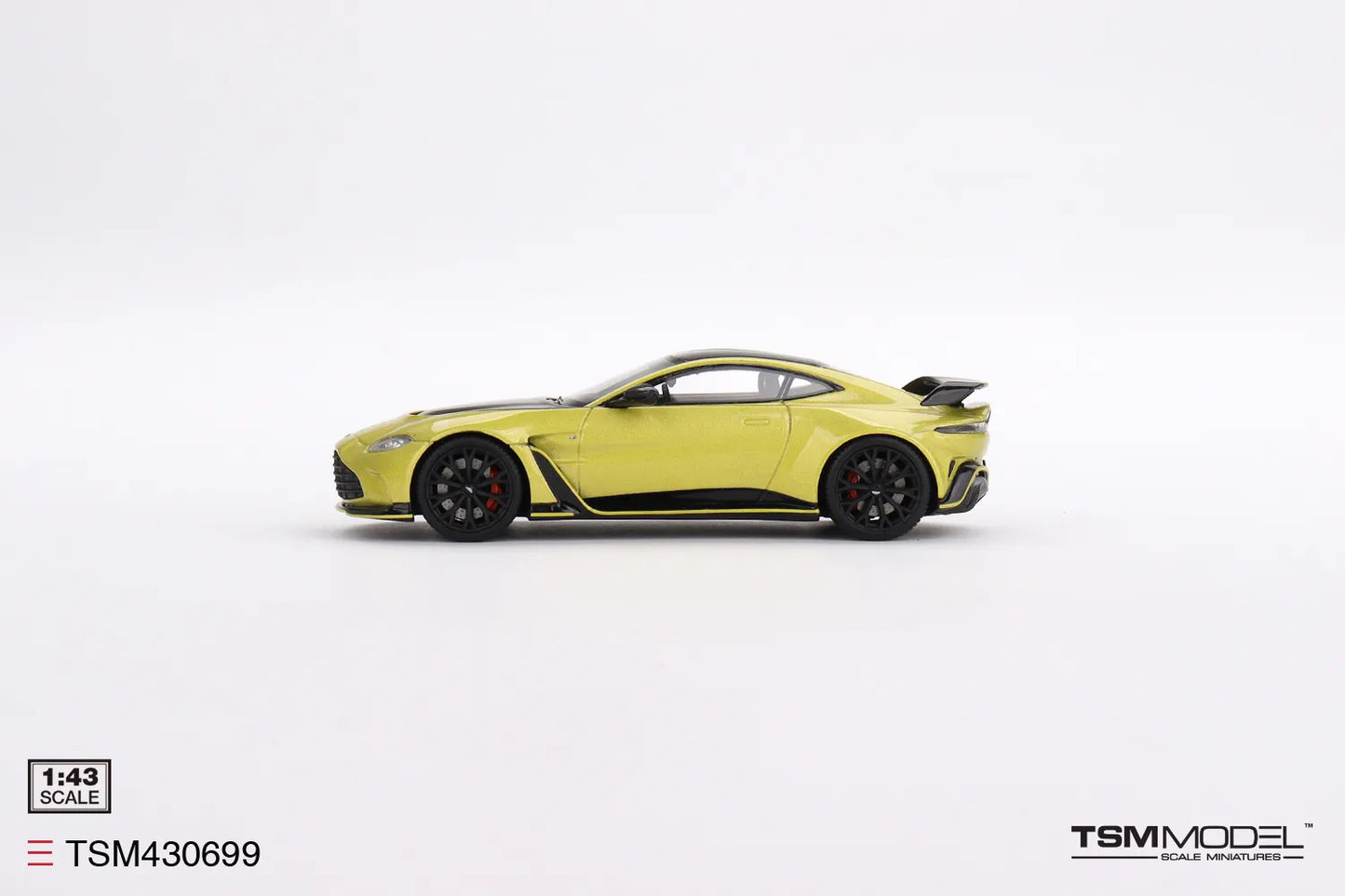 TRUE SCALE MINIATURES ASTON MARTIN V12 VANTAGE COSMOPOLITAN YELLOW (RESIN)