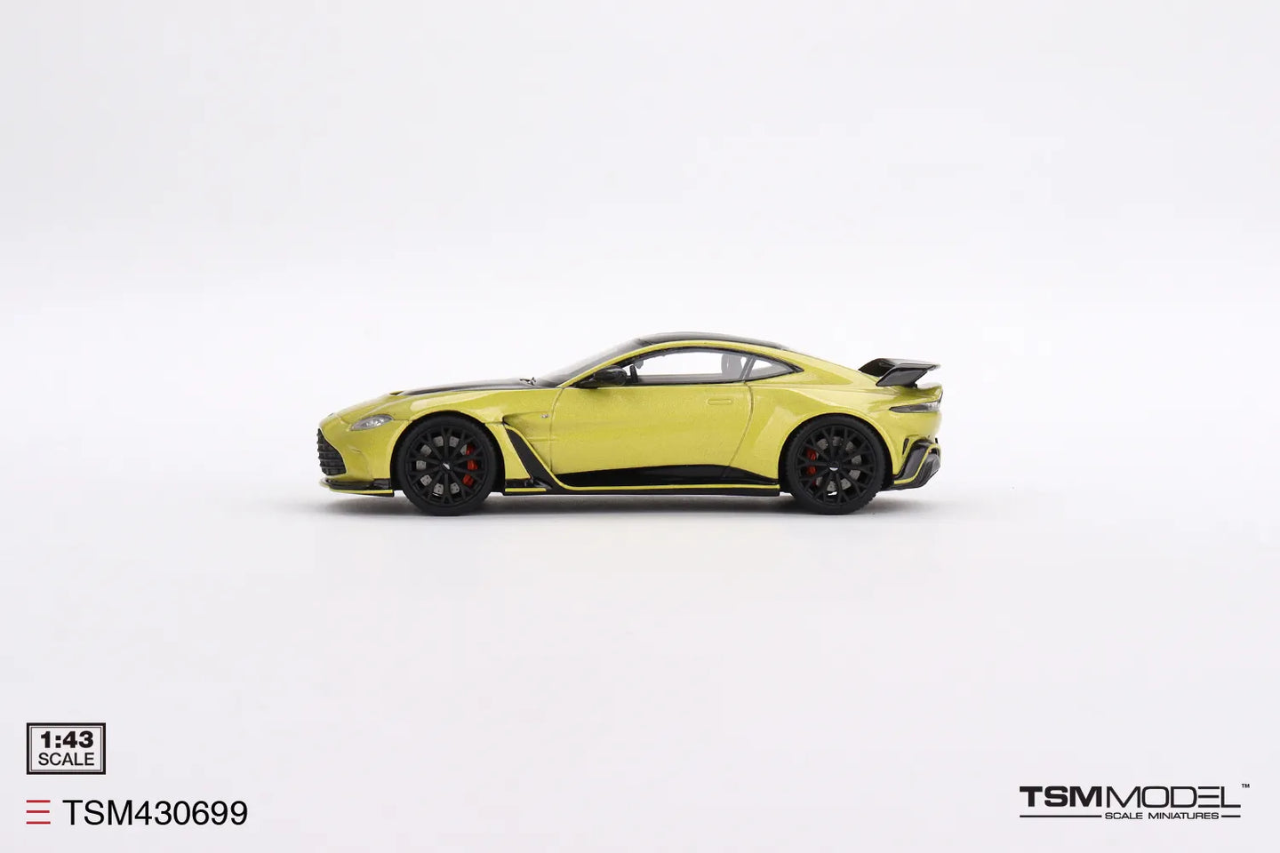 TRUE SCALE MINIATURES ASTON MARTIN V12 VANTAGE COSMOPOLITAN YELLOW (RESIN)