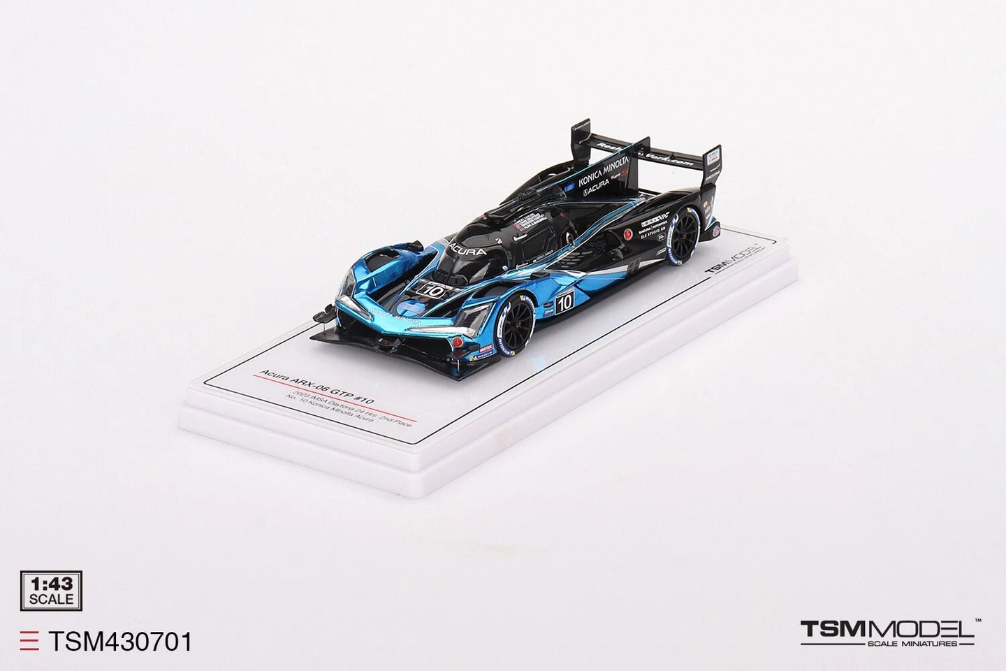 TRUE SCALE MINIATURES ACURA ARX-06 GTP NO.10 KONICA MINOLTA ACURA 2023 IMSA DAYTONA 24 HRS 2ND PLACE