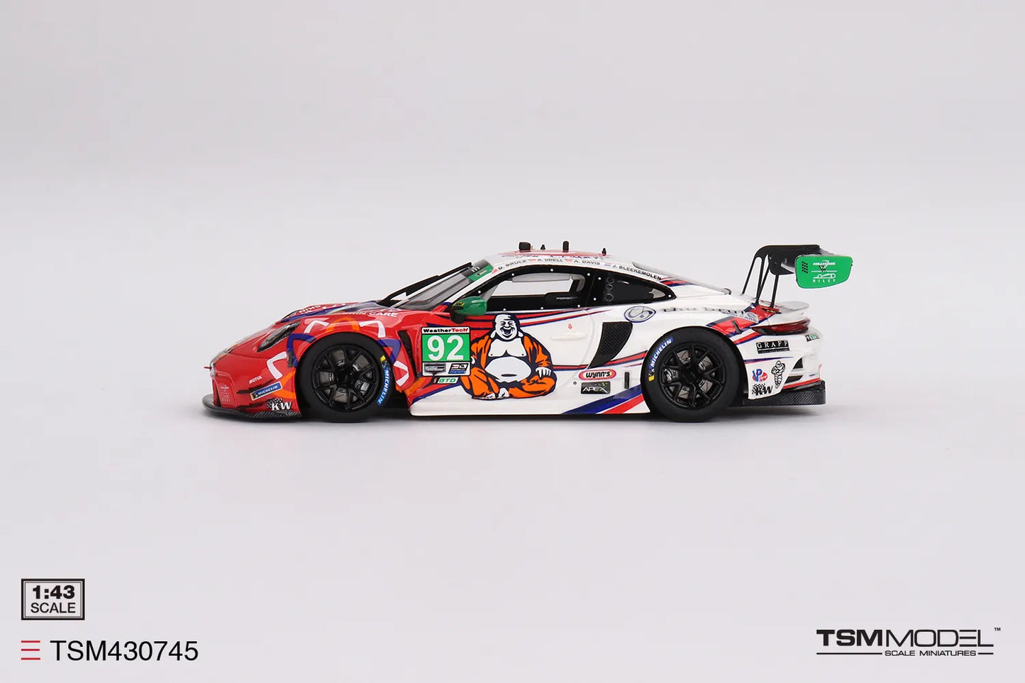 TRUE SCALE MINIATURES PORSCHE 911 GT3 R NO.92 GTD KELLY-MOSS WITH RILEY IMSA 2023 DAYTONA 24 HRS