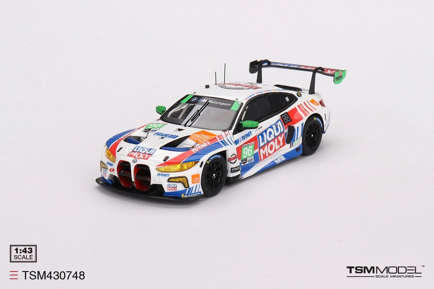 TRUE SCALE MINIATURES BMW M4 GT3 NO.96 TURNER MOTORSPORTS IMSA 2023 SEBRING 12 HRS GTD 2ND PLACE