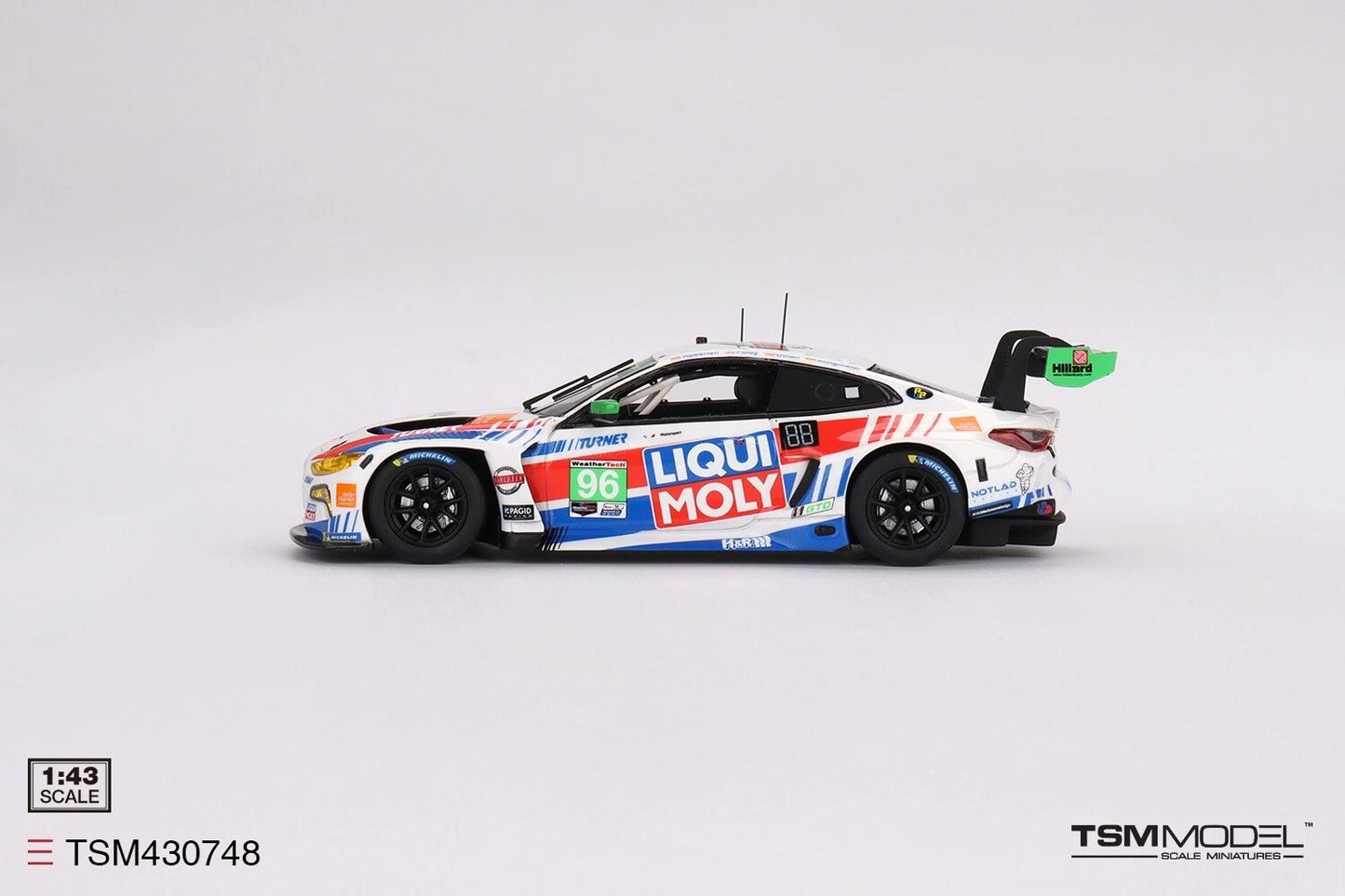 TRUE SCALE MINIATURES BMW M4 GT3 NO.96 TURNER MOTORSPORTS IMSA 2023 SEBRING 12 HRS GTD 2ND PLACE