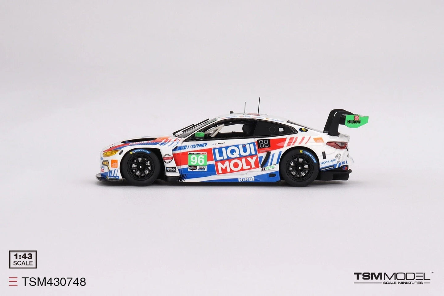 TRUE SCALE MINIATURES BMW M4 GT3 NO.96 TURNER MOTORSPORTS IMSA 2023 SEBRING 12 HRS GTD 2ND PLACE