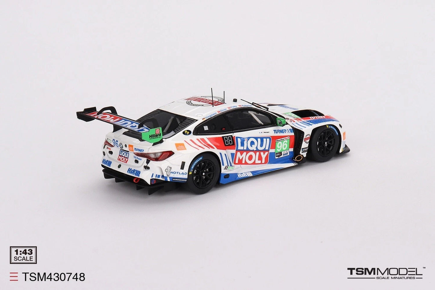TRUE SCALE MINIATURES BMW M4 GT3 NO.96 TURNER MOTORSPORTS IMSA 2023 SEBRING 12 HRS GTD 2ND PLACE