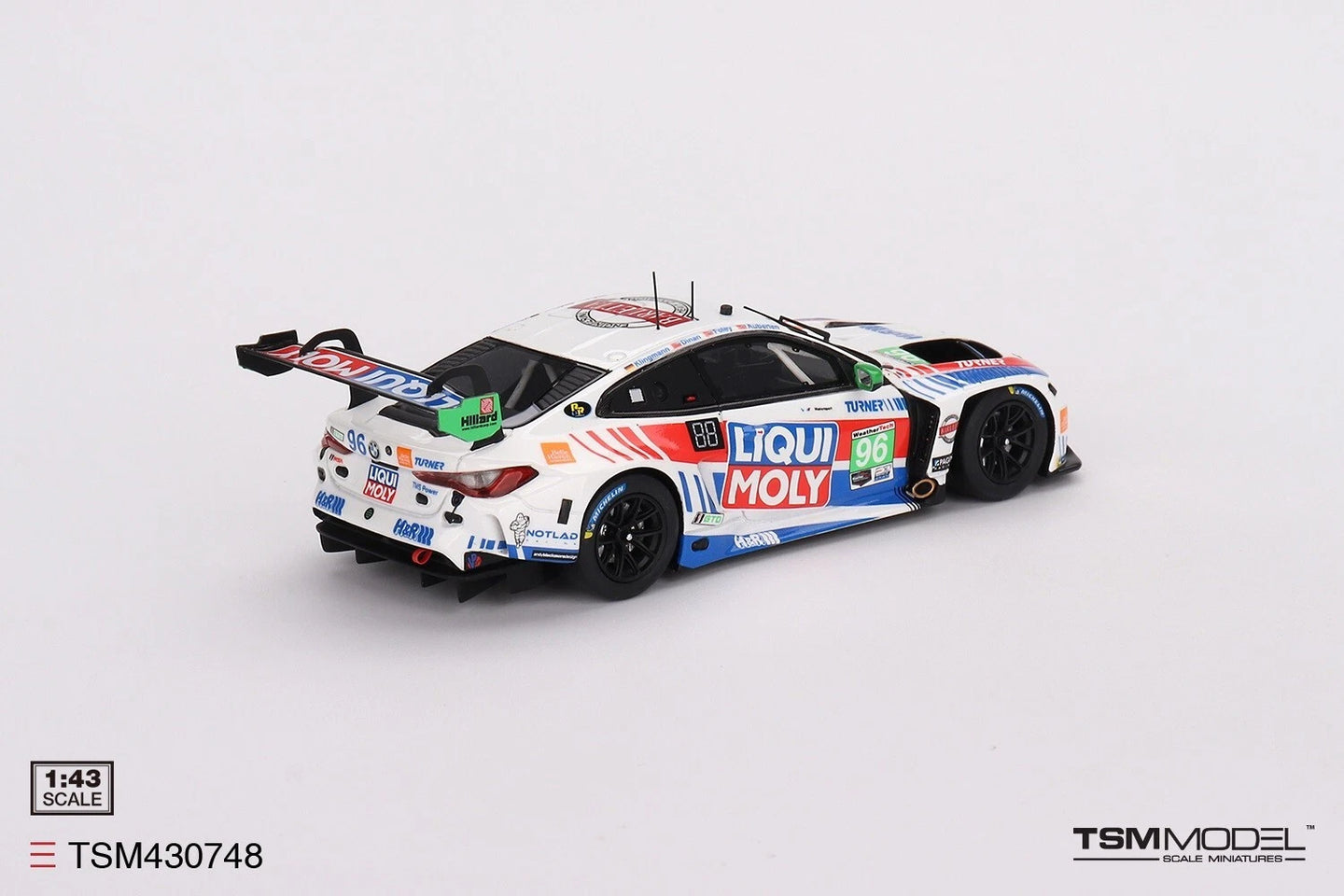 TRUE SCALE MINIATURES BMW M4 GT3 NO.96 TURNER MOTORSPORTS IMSA 2023 SEBRING 12 HRS GTD 2ND PLACE