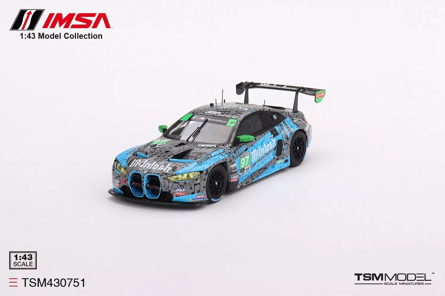 TRUESCALE MINIATURES BMW M4 GT3 NO.97 TURNER MOTORSPORT IMSA 2023 LAGUNA SECA GTD 2ND PLACE (RESIN)