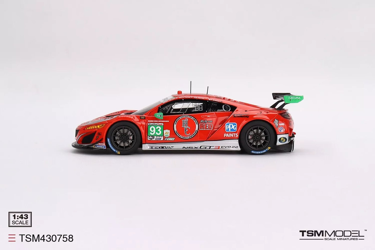 TRUESCALE MINIATURES ACURA NSX GT3 EVO22 NO.93 RACERS EDGE MOTORSPORTS W/WTR IMSA 2023 DAYTONA 24 HRS