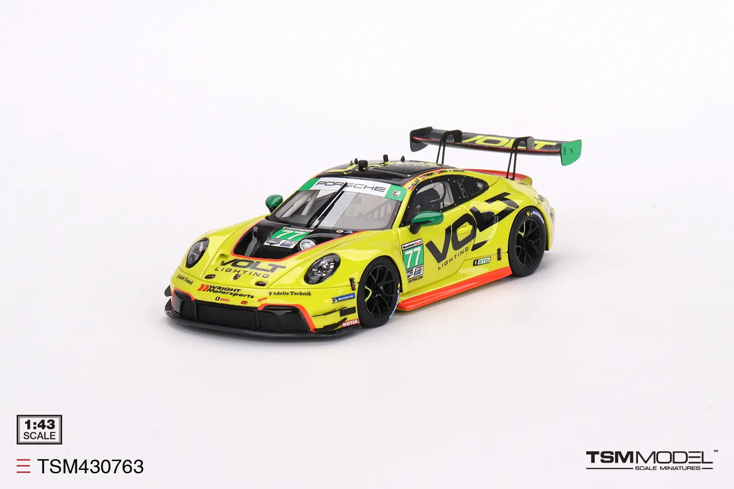 TRUE SCALE MINIATURES PORSCHE 911 GT3 R NO.77 VOLT RACING 2023 IMSA DAYTONA 24 HRS GTD