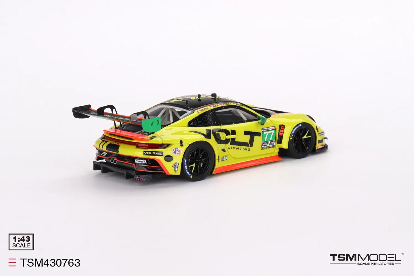 TRUE SCALE MINIATURES PORSCHE 911 GT3 R NO.77 VOLT RACING 2023 IMSA DAYTONA 24 HRS GTD