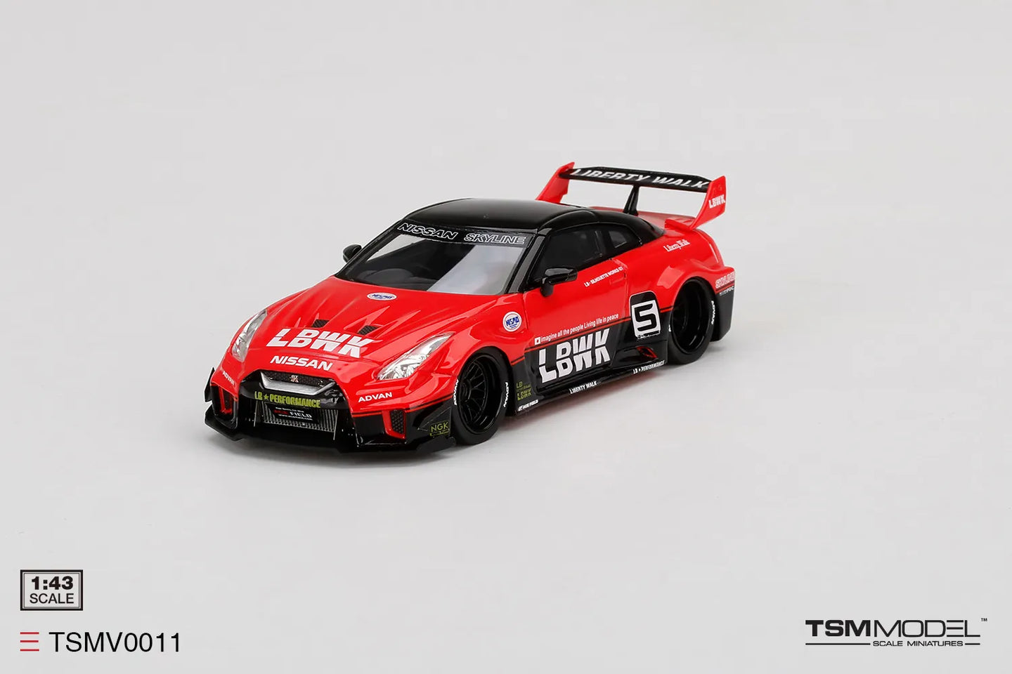 TRUE SCALE MINIATURES LB-SILHOUETTE WORKS GT NISSAN 35GT-RR VER.1 RED/BLACK
