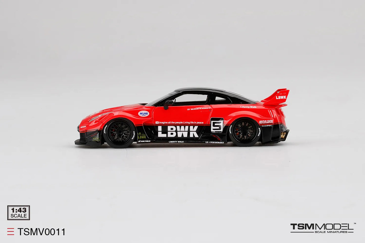 TRUE SCALE MINIATURES LB-SILHOUETTE WORKS GT NISSAN 35GT-RR VER.1 RED/BLACK
