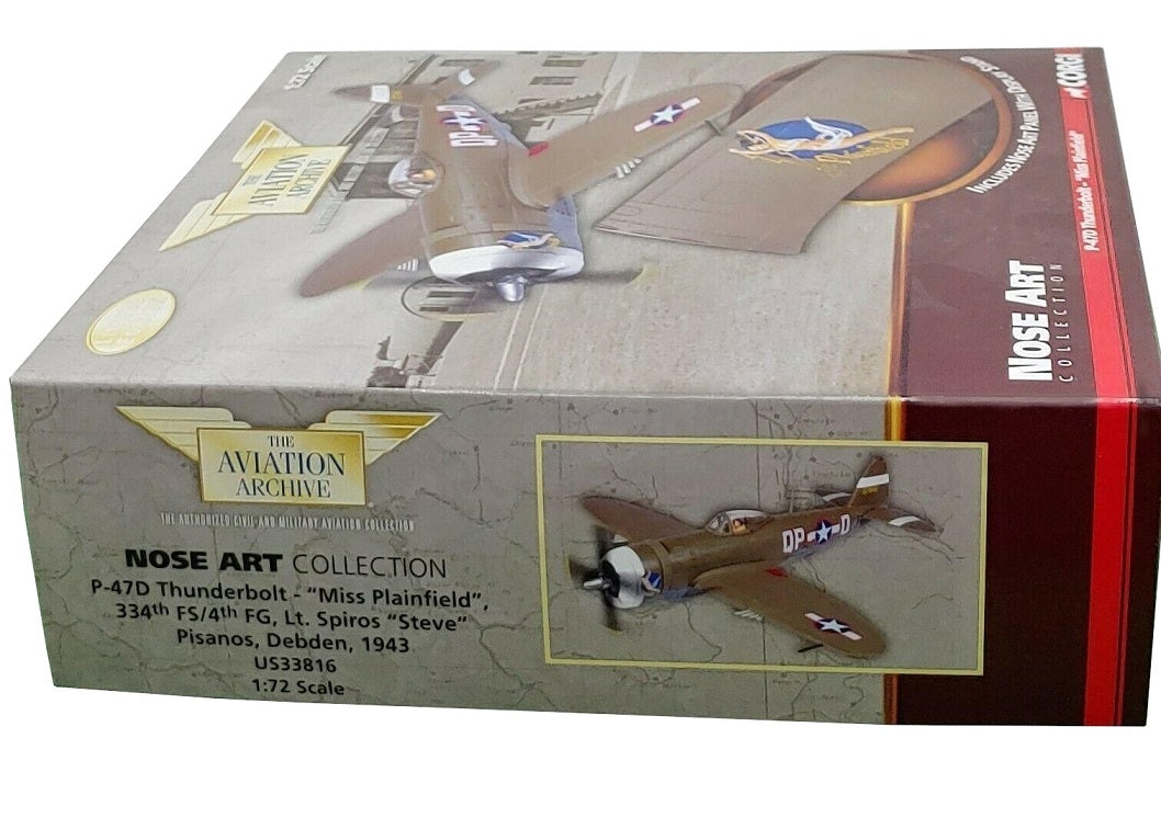 CORGI P-47D THUNDERBOLT, USAAF "MISS PLAINFIELD" 1943 WITH NOSE ART