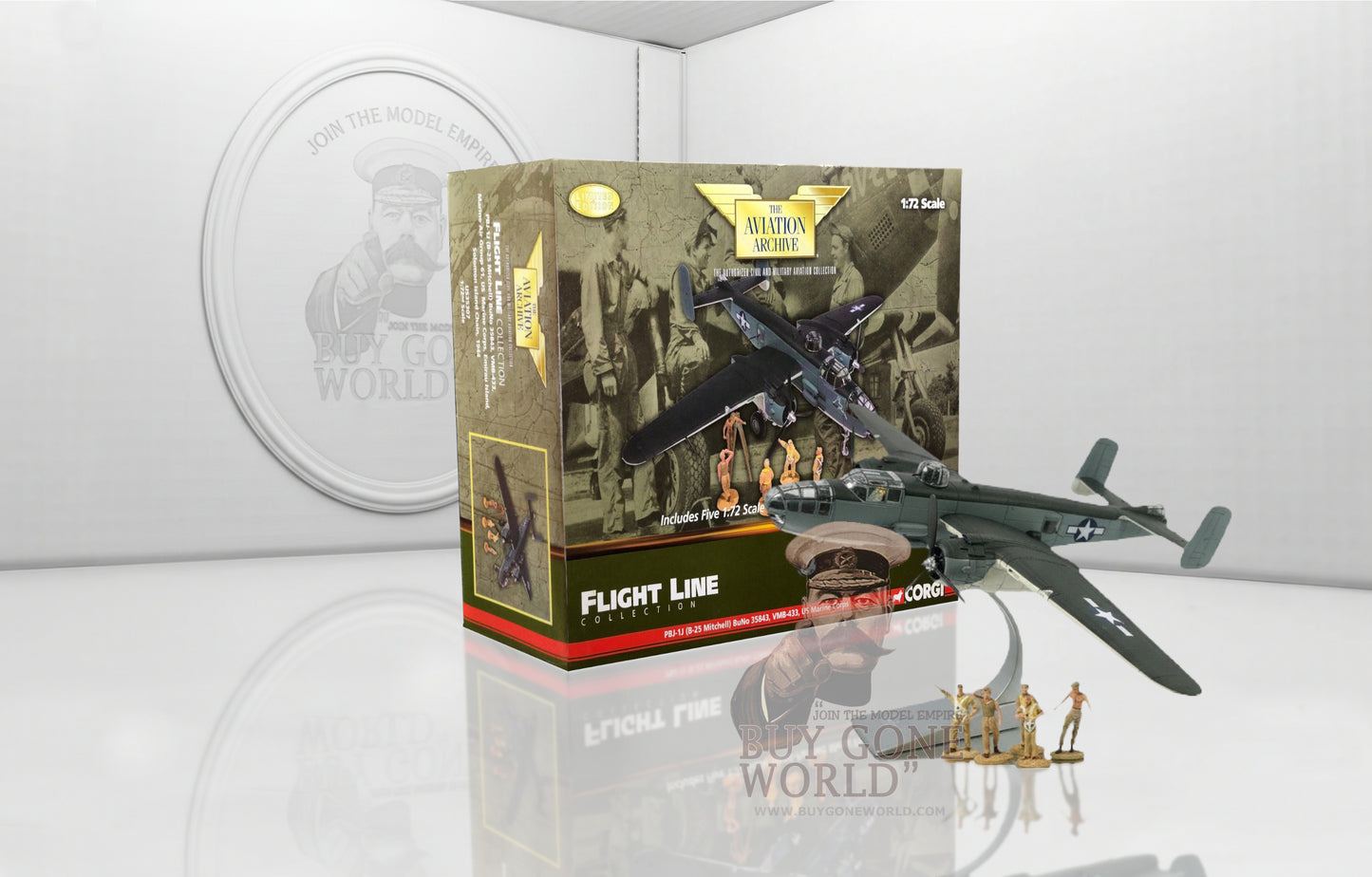 CORGI B-25 MITCHELL USMC VMB-433 "LASSIE" SOLOMON ISLANDS 1944 (WITH 5 FIGURES)