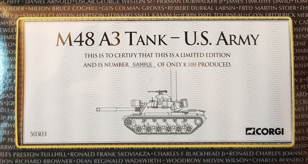 CORGI M48A3 PATTON TANK US ARMY