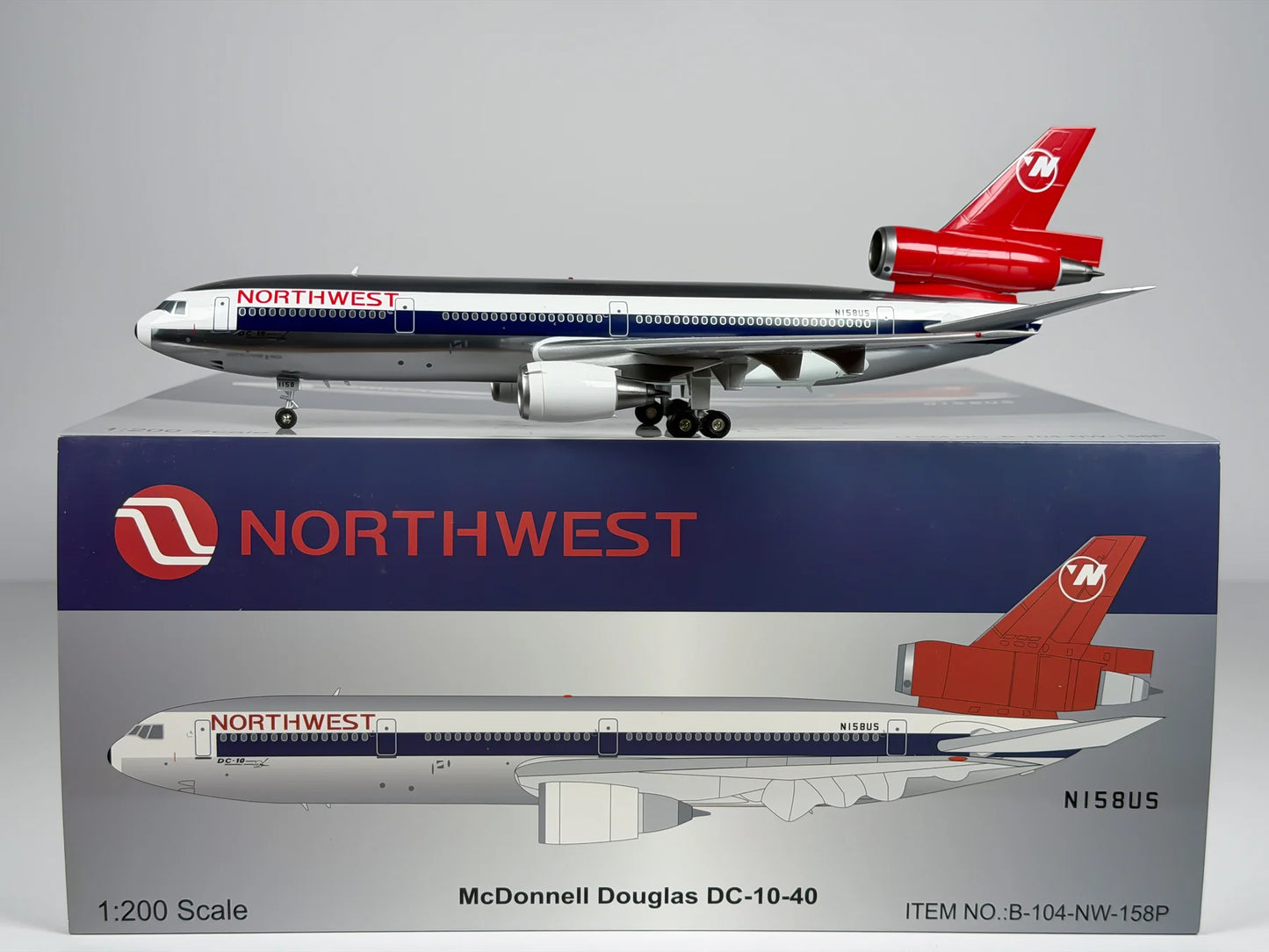 WB MODELS DC-10-40 NORTHWEST AIRLINES (POLISHED) REG: N158US