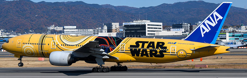 WB MODELS B777-281ER ALL NIPPON AIRWAYS "STAR WARS LIVERY" (DETACHABLE GEAR) REG: JA743A
