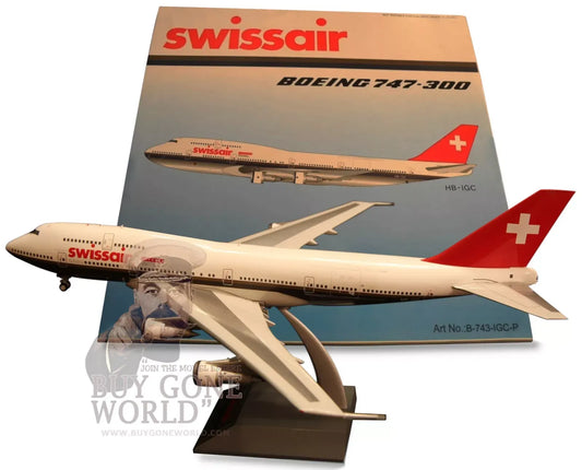 WBMODELS B747-300 SWISSAIR REG: HB-IGCB WITH STAND