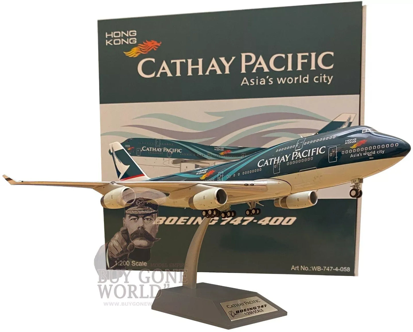 WBMODELS B747- 400 CATHAY PACIFIC REG: B-HOY WITH STAND