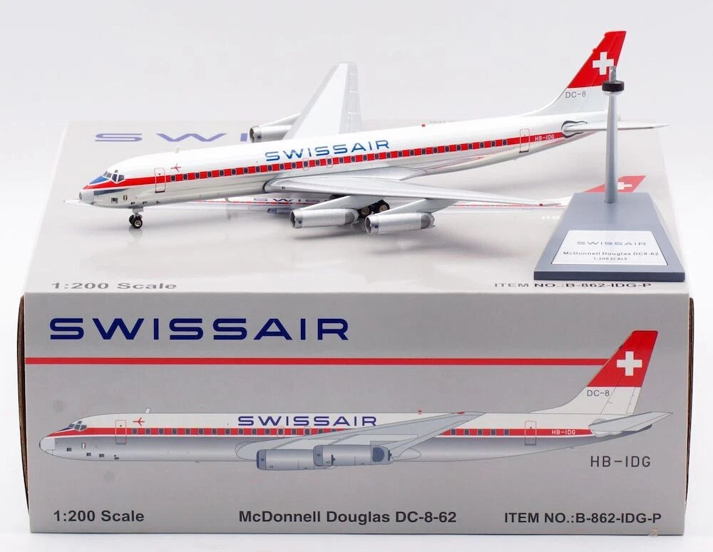 WB MODELS DC-8-62 SWISSAIR REG: HB-IDG WITH STAND