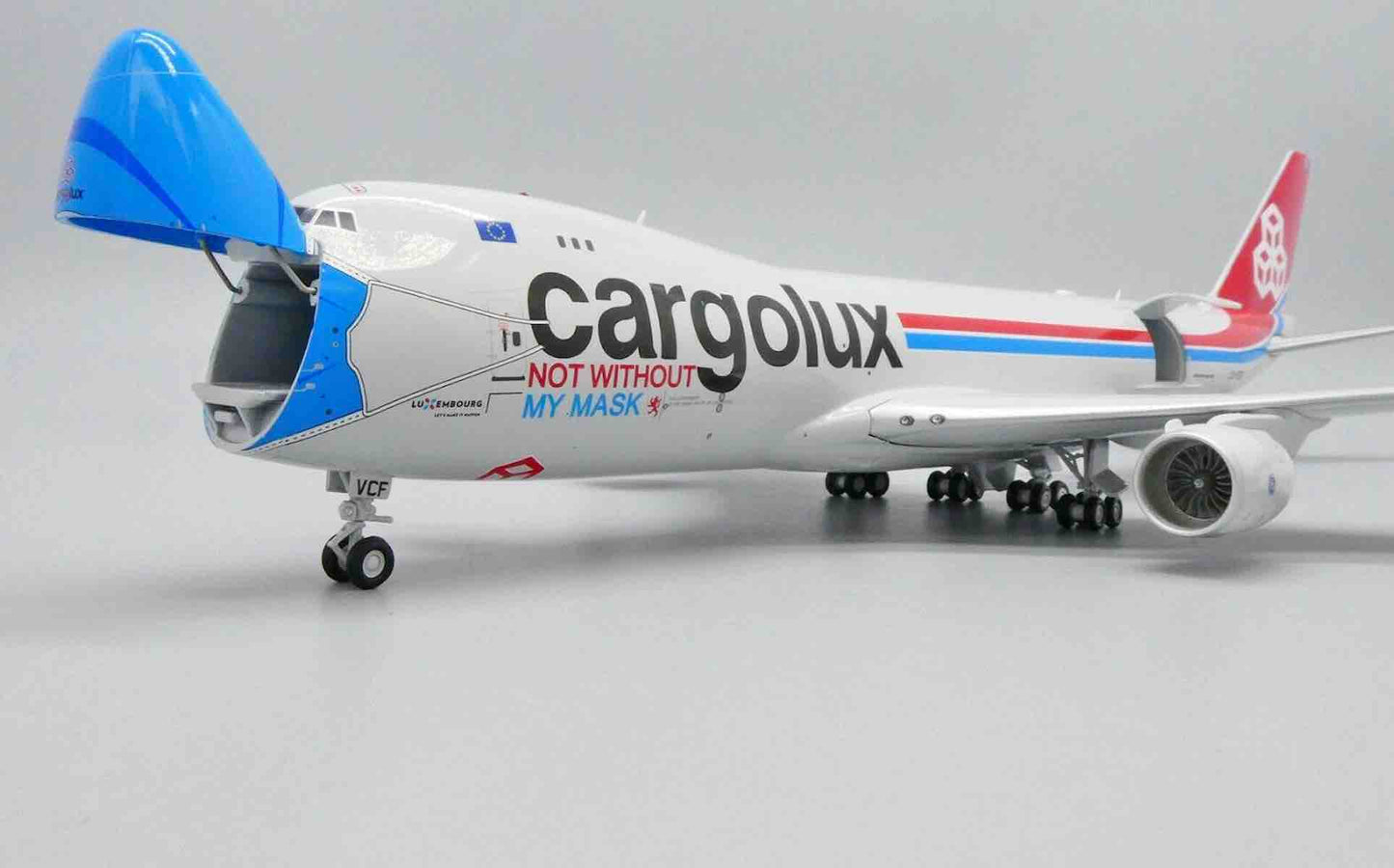 JC WINGS B747-8F CARGOLUX "NOT WITHOUT MY MASK" REG: LX-VCF