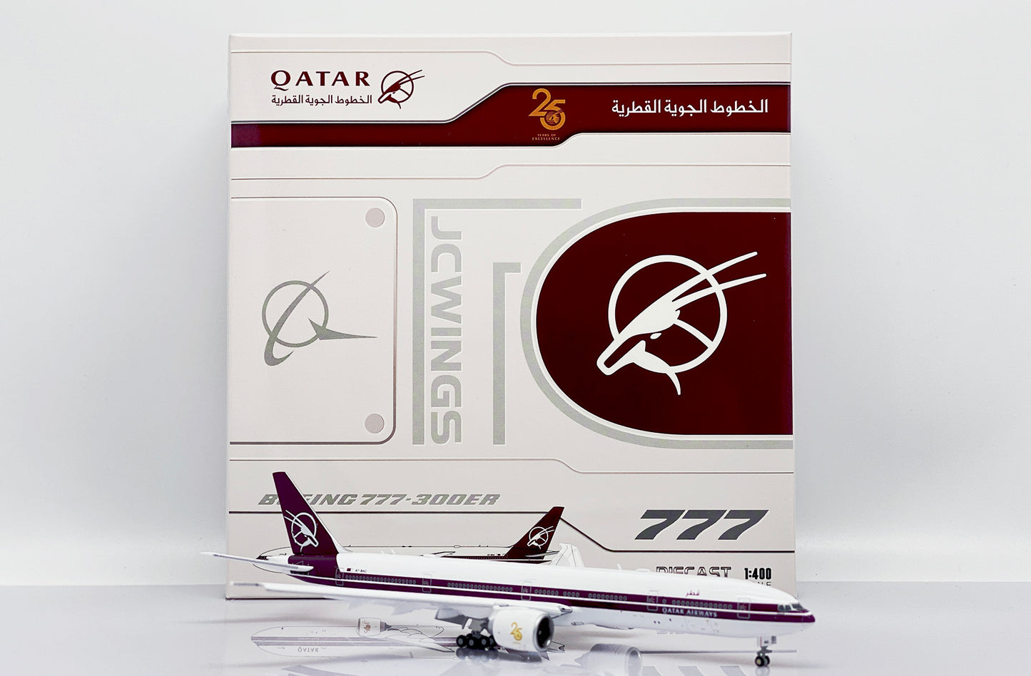 JCWINGS B777-300(ER) QATAR AIRWAYS "RETRO LIVERY" (FLAPS DOWN) REG: A7-BAC