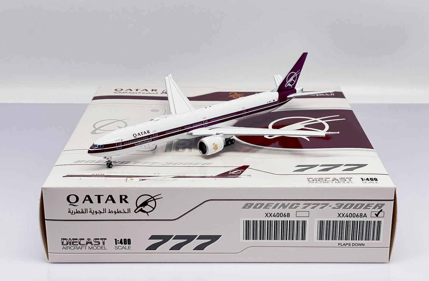 JCWINGS B777-300(ER) QATAR AIRWAYS "RETRO LIVERY" (FLAPS DOWN) REG: A7-BAC
