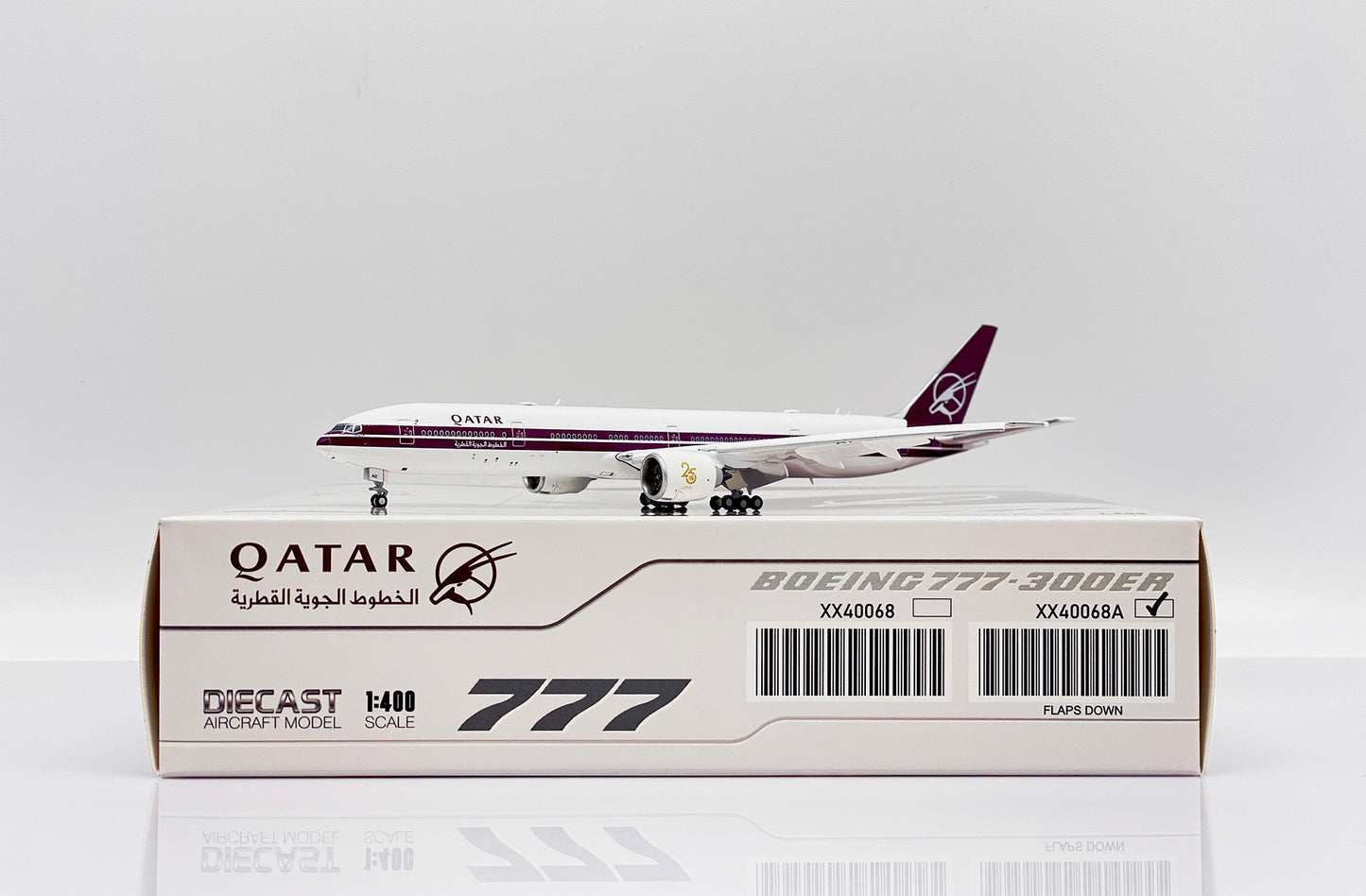 JCWINGS B777-300(ER) QATAR AIRWAYS "RETRO LIVERY" (FLAPS DOWN) REG: A7-BAC