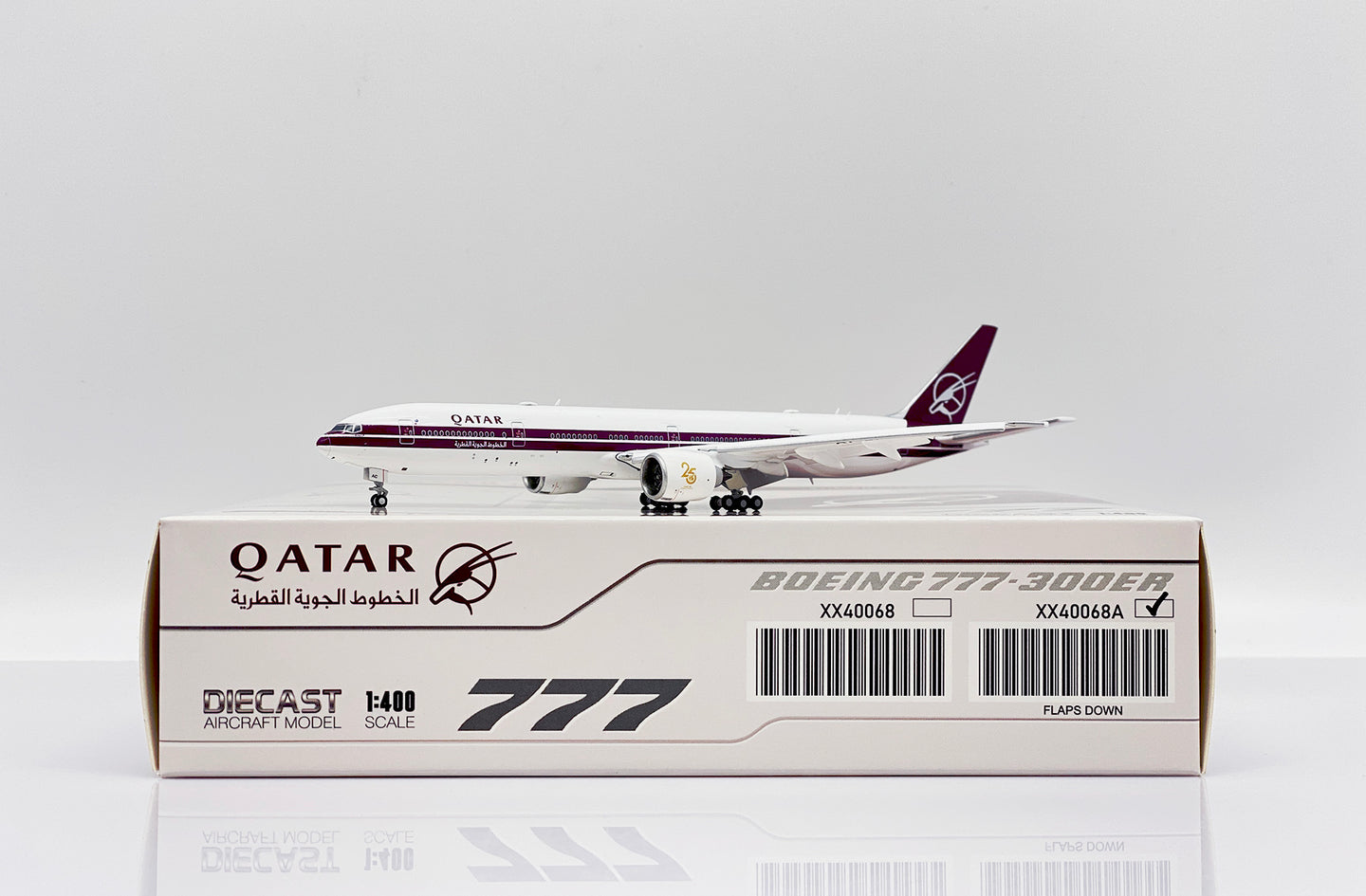 JCWINGS B777-300(ER) QATAR AIRWAYS "RETRO LIVERY" (FLAPS DOWN) REG: A7-BAC