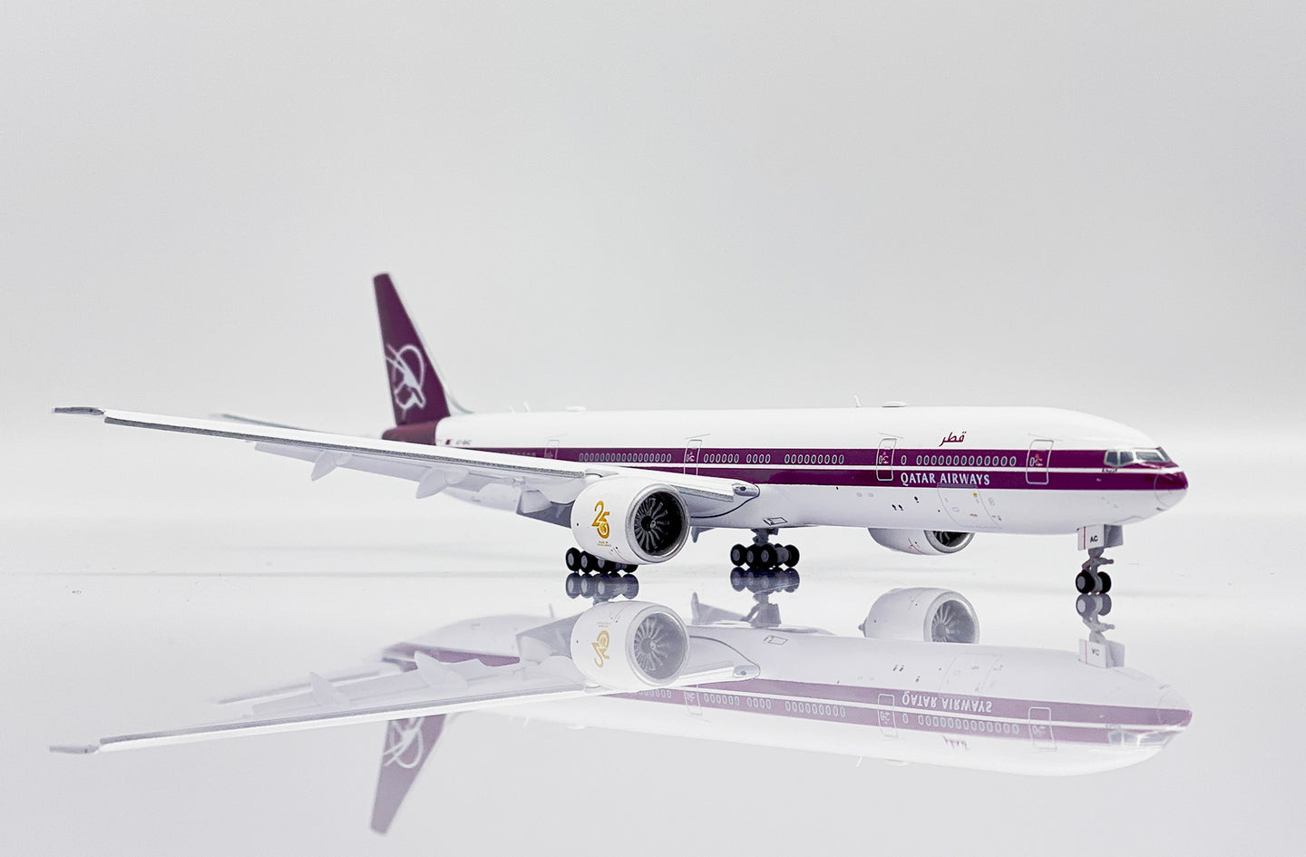 JCWINGS B777-300(ER) QATAR AIRWAYS "RETRO LIVERY" (FLAPS DOWN) REG: A7-BAC