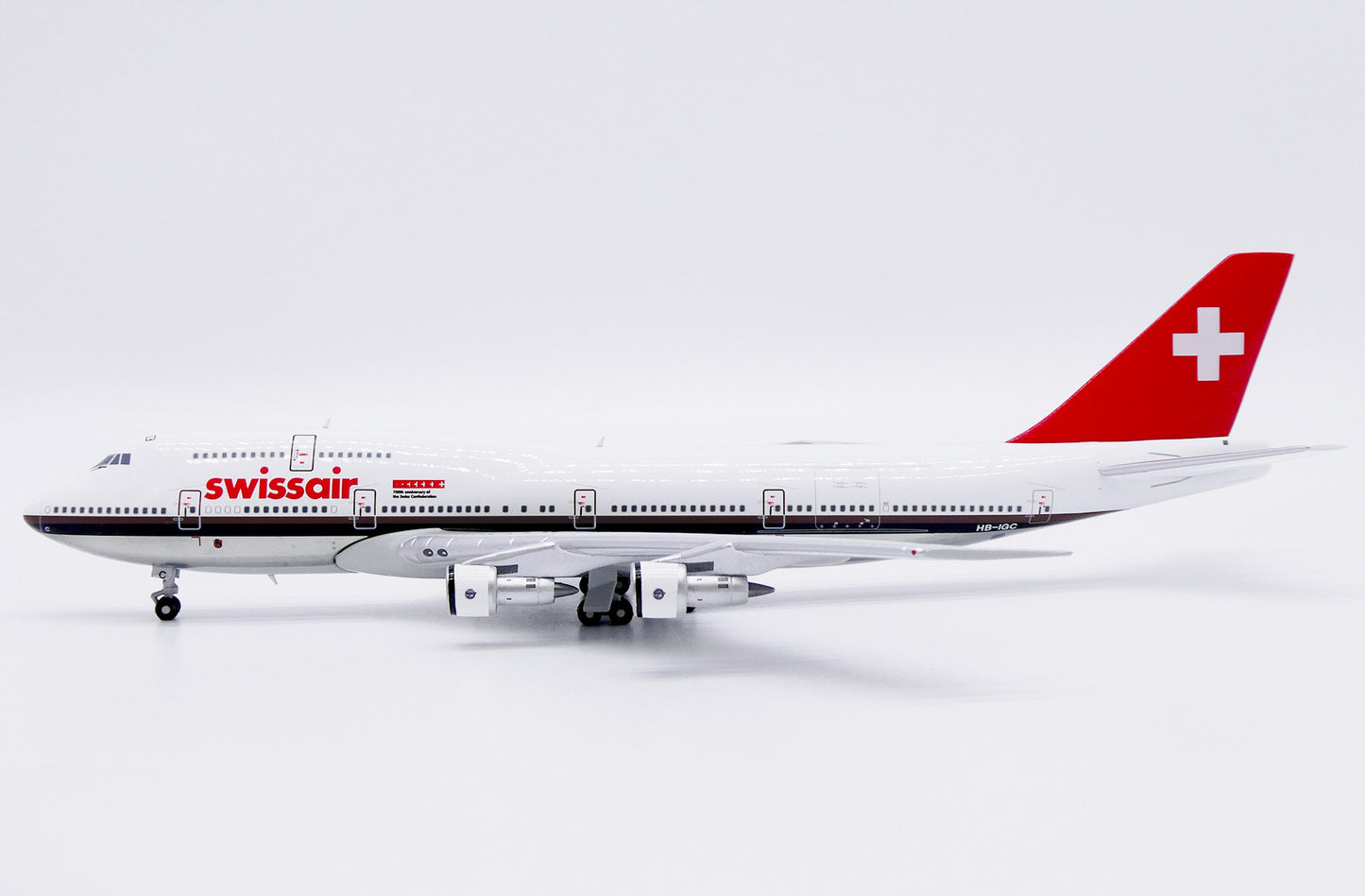 JC WINGS XX40283 1/400 B747-300M SWISSAIR "700TH ANNIVERSARY OF THE SWISS CONFEDERATION" (POLISHED) REG: HB-IGC
