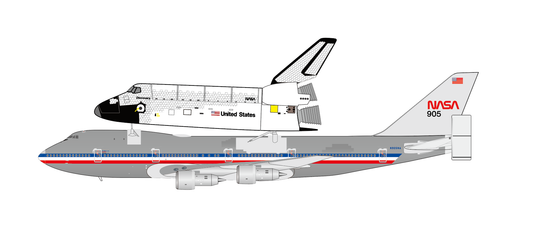 JC WINGS B747-100 NASA WITH SPACE SHUTTLE (POLISHED)  REG: N905NA