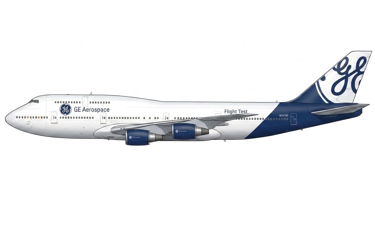 JC WINGS B747-400 GENERAL ELECTRIC FLIGHT TEST (FLAPS DOWN) REG: N747GF