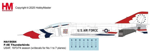 HOBBY MASTER F-4E THUNDERBIRDS USAF "1973/74 SEASON" (WITH DECALS FOR NO.1 TO 7 PLANES)