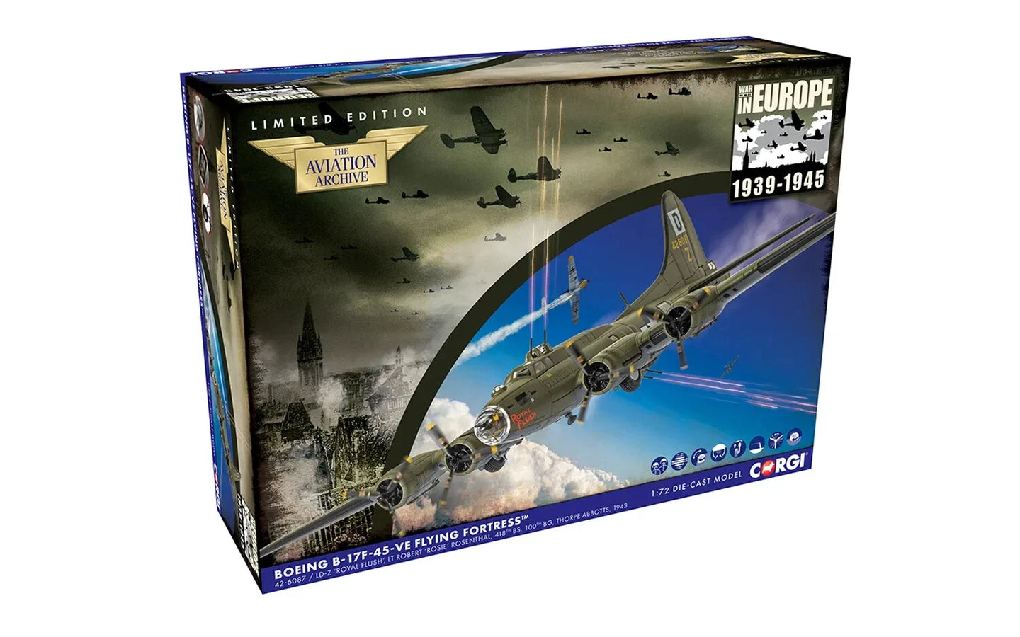 CORGI B-17F FLYING FORTRESS USAAF 100TH BG 42-6087 LT ROBERT ROSIE ROSENTHAL "ROYAL FLUSH" GERMANY 1943