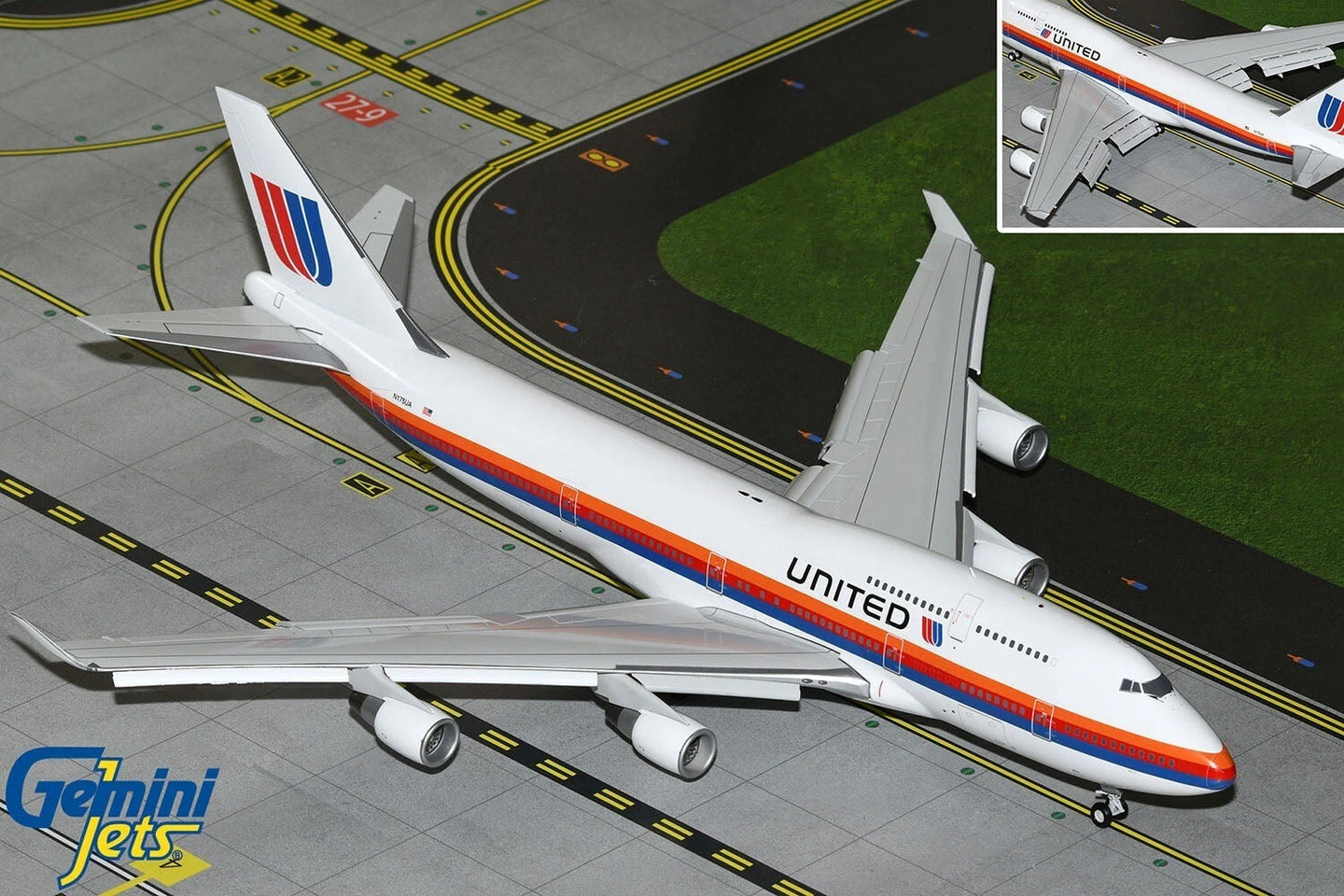 GEMINI JETS B747-400 UNITED AIRLINES "SAUL BASS LIVERY" (FLAPS DOWN) REG: N175UA